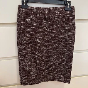 Ann Taylor Factory  Tweed Burgundy Pencil Skirt Size XSP - Picture 1 of 9