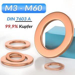 Kupferdichtung M3 M4 M5 M6 M8 - M60 Scheibe Dichtung Kupferdichtring DIN 7603 A - Bild 1 von 127