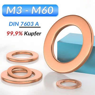 GOO BETTER Kupferdichtung M3 M4 M5 M6 M8 - M60 Scheibe Dichtung Kupferdichtring DIN 7603 A