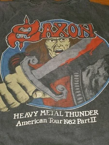 VINTAGE 80's 1982 SAXON 50/50 ROCK METAL TOUR CONCERT T-SHIRT MOTORHEAD - Picture 1 of 5