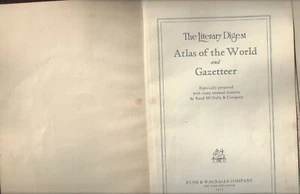 The Literary Digest 1931 Atlas of the world gazetteer Rand McNally hardcover map - Imagen 1 de 12