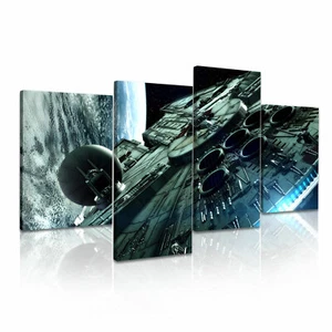 STAR WARS Millennium falcon Movie Stretched Canvas Print Wall Art Home Deco - Picture 1 of 4