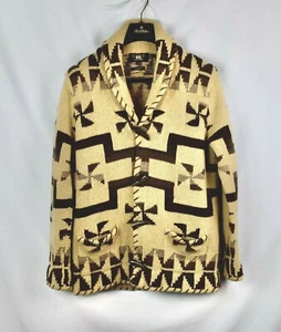 RRL Handknit Wool Shawl Collar Cardigan Southwestern Men's Tan Small S - Picture 1 of 8