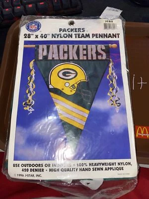 NOS 28x40” Nylon Green Bay Packers NFL -Equipo Exterior Bandera Interior Banderín 👀 Foto 1 de 4