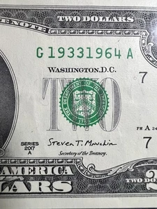 Billete de dos dólares número de serie elegante con fecha de lápida 1933-1964 nítido UNC - Imagen 1 de 3
