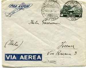 ERITREA 1936 b. via aerea aff. da ASMARA per Firenze - Bild 1 von 2