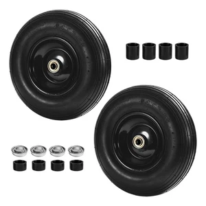 (2-Pack) 4.00-6 Wheelbarrow Tires, 13 Inch Pneumatic Tire and Wheel with 5/8"... - Picture 1 of 8