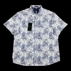 7 DIAMONDS 4-Way Stretch Short Sleeve Button Shirt Blue Mens 2XL Wonder NWT $89 - Picture 1 of 14