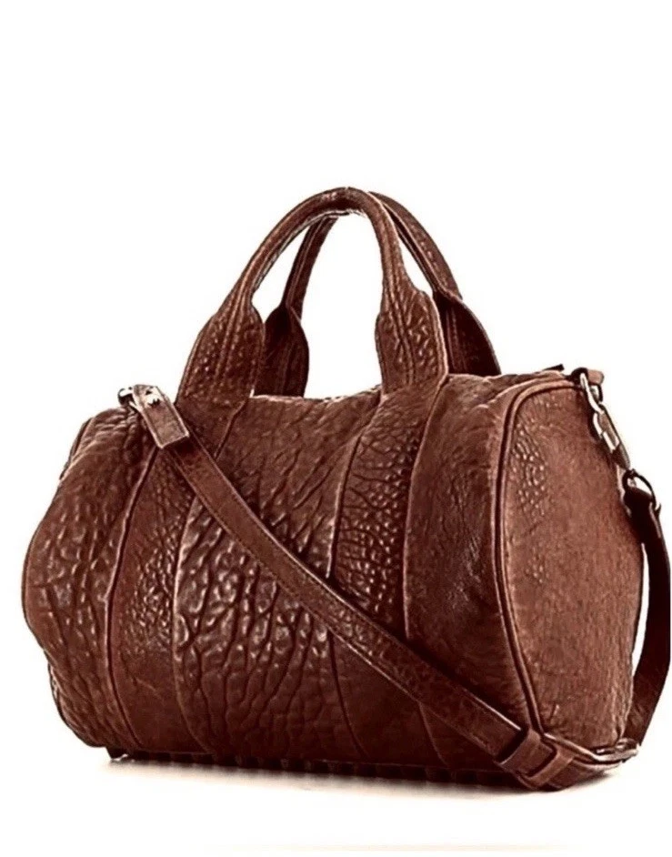 ALEXANDER WANG ROCCO BAG CHESTNUT BROWN ANTIQUED AGED LEATHER CROSSBODY $1095 - Image 1 of 4
