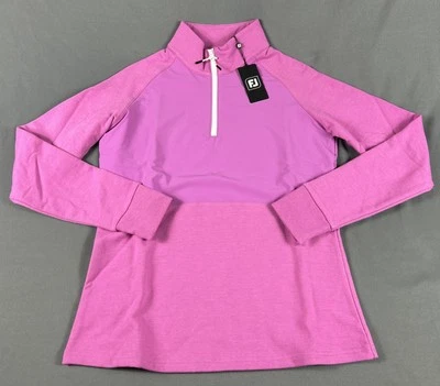 Pullover de golf FootJoy para mujer acogedor 1/4 cremallera pequeño algodón bayas poliéster precio de venta sugerido por el fabricante 115 USD Foto 1 de 4