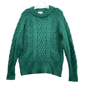 Style & Co. Pullover Damen mittelgrün Zopfmuster Fischer Preppy Academia kuschelig - Bild 1 von 8
