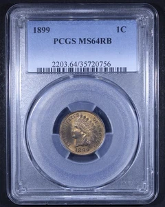 1899 Indian Head Cent - 1c PCGS MS64 RB - Red Brown - Picture 1 of 4