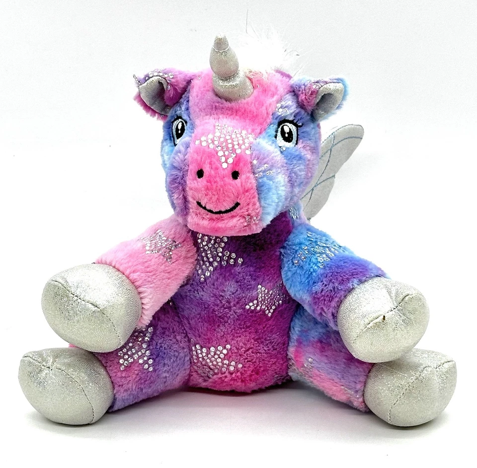 Bear Factory Plush Toy Tie Dye Rainbow Unicorn w/Zipper Pouch 2001 Vintage GUC - Image 1 of 4