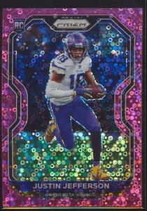 2020 PANINI PRIZM NO HUDDLE JUSTIN JEFFERSON #398 PINK DISCO ROOKIE 14/15! - Picture 1 of 2