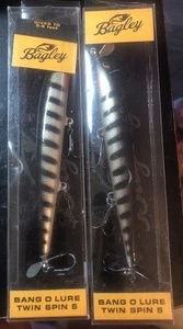 Bagley BangOLure Twin Spin 5 schwarze Streifen Silberfolie 5 1/4" 3/8 oz 2 Stück - Bild 1 von 3