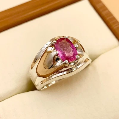 Natural Ruby Ring, 3+ Carat Ruby 925 Sterling Silver Yaqoot Ring, Ruby Stone - Image 1 of 4