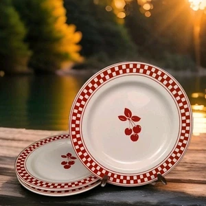 3 platos de postre de gres cereza General Store by Gibson 8,5"" W - Imagen 1 de 7