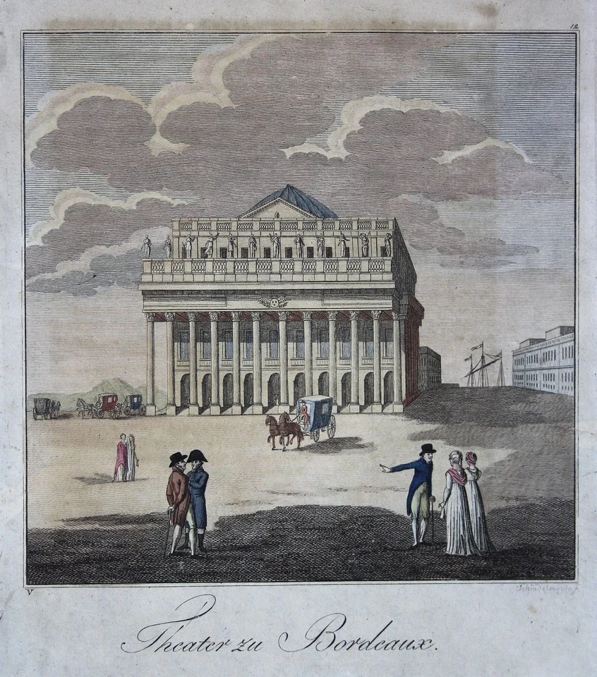 Grand Theatre Bordeaux Theater Ansicht view vue Frankreich France Kupferstich - Bild 1 von 1