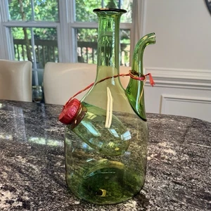 Vintage mundgeblasene italienische Glas Weinkaraffe mit Eiskammer - Bild 1 von 15