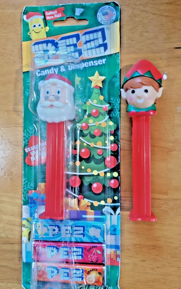 2 PEZ Santa Claus and Elf Christmas Candy Dispensers Sealed w/ Candy Originals - Image 1 of 1
