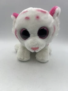 Ty Beanie Boo Snow Leopard Plush Toy - White with Pink Stripes - Picture 1 of 9