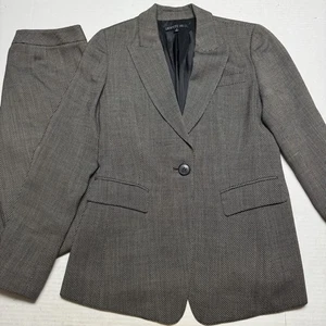 Lafayette 148 2-teiliger Anzug aus Schurwollmischung in Braun Größe: 4 - Bild 1 von 12