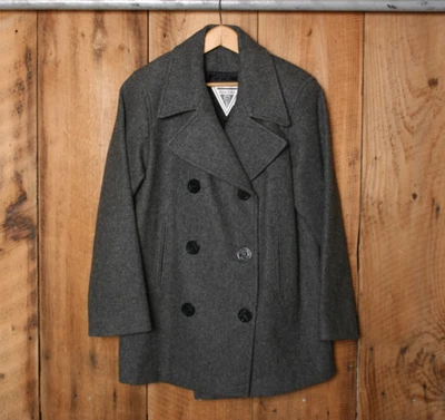 Vintage MARVIN RICHARDS Gray Wool Blend Double Breasted Pea Coat Women's Sz. 10P - Image 1 of 4