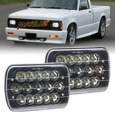 For 82-93 Chevy S10 Blazer GMC S15 7X6 Reflector Black LED Headlights Hi/Lo Beam - Image 1 of 4
