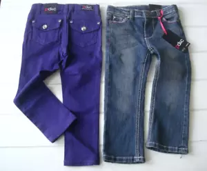 NEW 2 PC LOT Toddler Girl 3T SKINNY Jeans PD&C Paper Denim Cloth ADJ Waist Boot - Picture 1 of 13