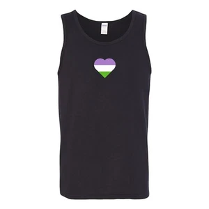 Genderqueer Pride Flag Heart - Pride Month LGBTQIA Love Identity Tank - Nero - Foto 1 di 7