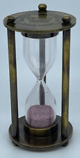 Antique Brass Purple Sand Timer Replica Makers To The Queen London 1917 Wood Box