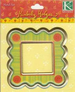 Kim Hodges Metal Art Button & Stripes Frame, Embellisment K&COMPANY, NEW 564169 - Picture 1 of 1