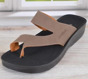 New AEROTHOTIC Bunion Corrector ODAL Arch Support Slides Sandals SIZE 9 KHAKI - Picture 1 of 10