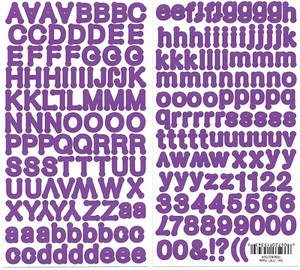 "Dos hojas púrpura redondo punto números letras alfabeto álbum de recortes pegatinas 1/2""" - Imagen 1 de 1