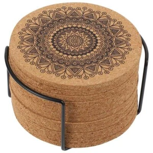 13X Round Wooden Coasters Hot Drink Rests Coffee Cup Mats Pads Mandala Decor - Picture 1 of 10