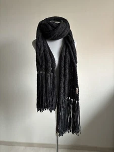 Hugo Boss Orange XXL Schal Anthrazit Fransen Strickschal Winterschal - Bild 1 von 10