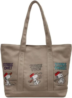 Bolso de Mano Snoopy Bolso de Hombro de Lona Envoltura Snoopy Grueso con Cremallera Gris Foto 1 de 4