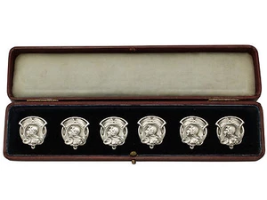 Antique Edwardian Set of Six Sterling Silver Buttons, Art Nouveau Style - Picture 1 of 9