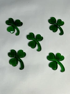 Lillian Vernon Shamrock Stones Green Glass Clovers Set of 5 - Picture 1 of 5