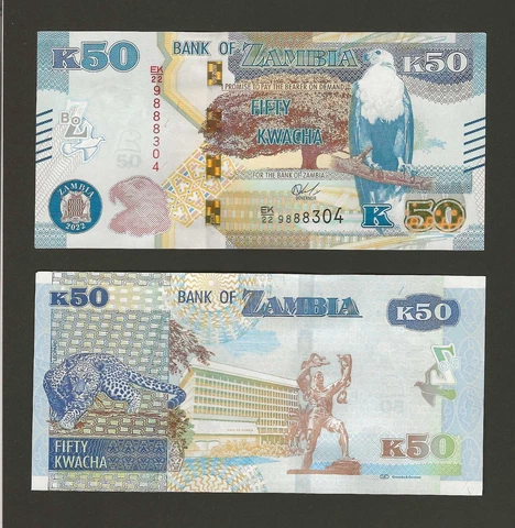 ZAMBIA 50 Kwacha 2022, P-NEW, Brand New Date, Pack Fresh UNC, Pretty Banknote Cover