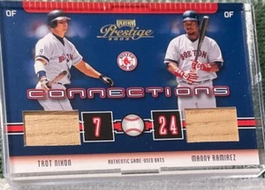 2003 PLAYOFF PRESTIGE USED BATS /400 C-12 CONNECTIONS TROT NIXON MANNY RAMIREZ - Picture 1 of 2