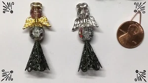 Handcrafted Miniature Dollhouse Christmas Tree Topper Angel Ornament Gold Silver - Picture 1 of 8