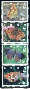 WWF,Butterflies,Schmetterlinge,Mariposa, Papillon,Farfalle,Komi,Russia,Strip,MNH - Picture 1 of 1