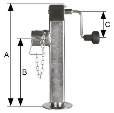 Kurbelstütze klappbar mit seitlicher Kurbel, Tragkraft 1300 Kg, Länge 415 mm - Bild 1 von 2