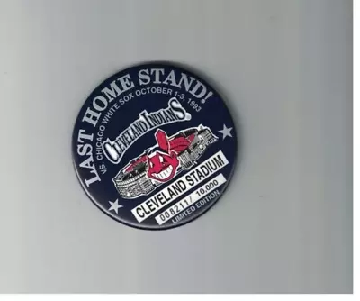 Cleveland Indians 1993 Last Homestand Municipal Stadium 3" Baseball Button - Image 1 of 2