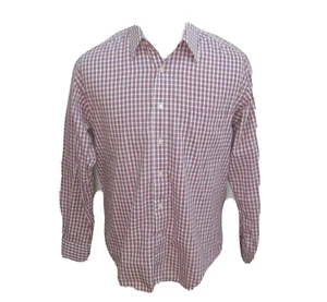 MONSIEUR GIVENCHY Men's (Size 15.5) Red Check Long Sleeve Button Front Shirt Top - Picture 1 of 4