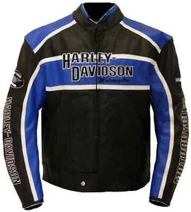 Men’s Harley Davidson CLASSIC BLUE CRUISER Jacket Motorcycle Real Leather Jacket - Picture 1 of 4