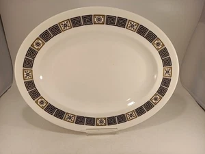Wedgwood Asia R4288 Black Gold Oval Serving Platter 13.8" Bone China Ex Con - Picture 1 of 10