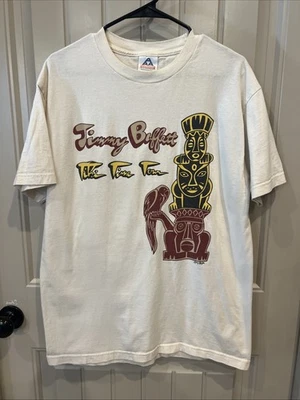 Camisa De Colección Jimmy Buffett 2003 Tiki Time Tour Para Hombres Grande Crema Concierto Etiqueta AAA Foto 1 de 4