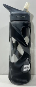 Camelbak Eddy Glass 24oz Water Bottle Gray Silicone Sleeve No Straw - Picture 1 of 5
